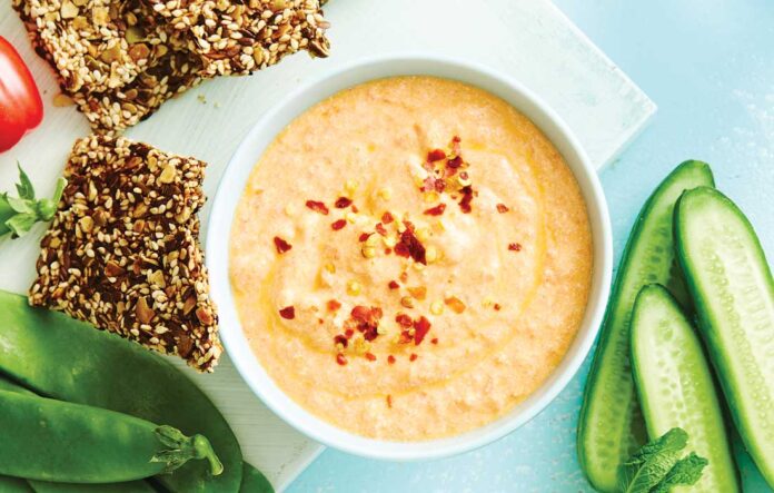 Roasted capsicum and feta dip