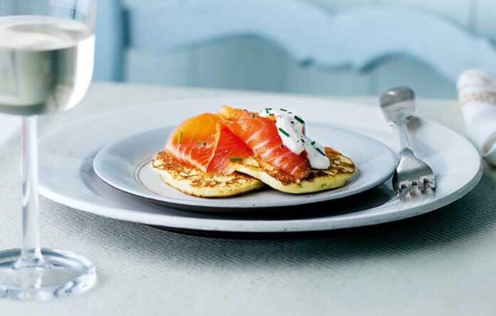 Pancakes with smoked salmon