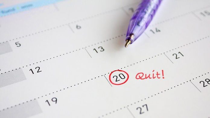 a calendar with a quit day circled