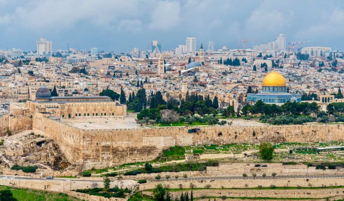 The view overlooking the historic Old City of Jerusalem in Israel